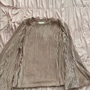 Trumpet Sleeve Dusty Pink Long Sleeve Velvet Top